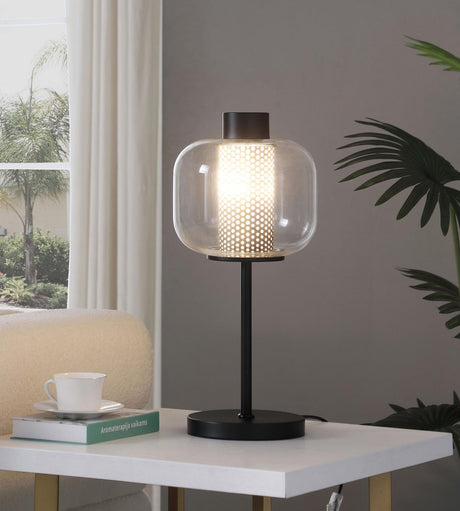Ingrid Black Glass Shade Bedside Table Lamp by Coaster at Eve Furniture