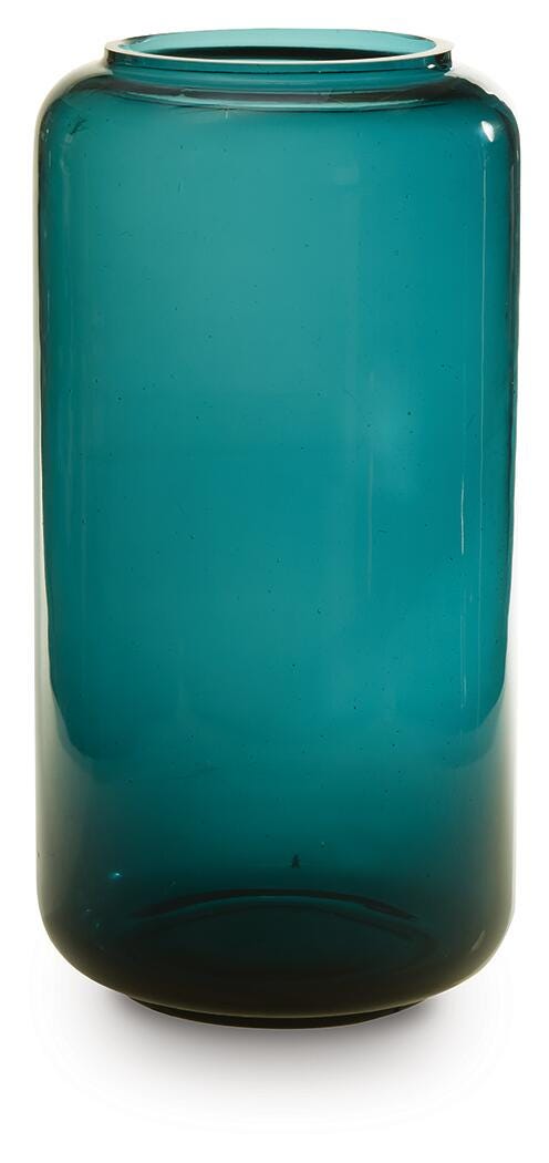Inisland Teal Vase by Ashley at Eve Furniture