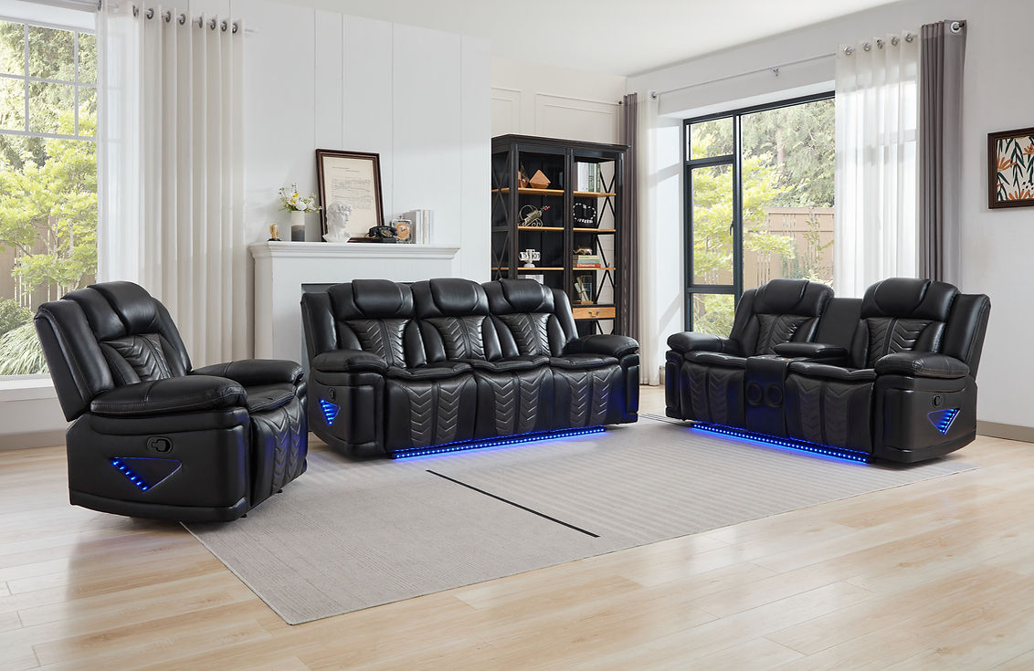 Innova Black 3-Piece Reclining Living Room Set by New Era Innovations at Eve Furniture