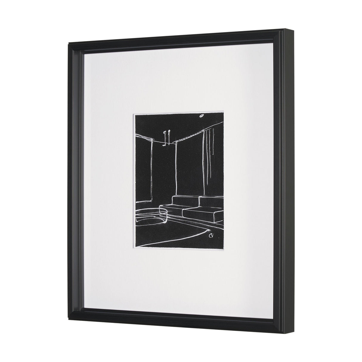 Interior Sketch I by Mercana Studio a Hand Embellished Framed Art Print Matted under Glass by Mercana at Eve Furniture