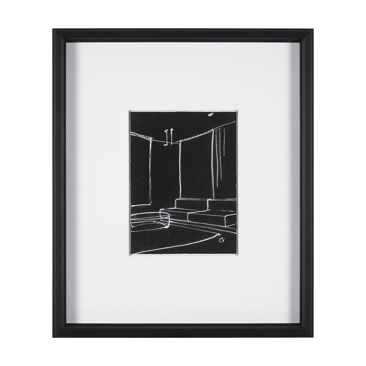 Interior Sketch I by Mercana Studio a Hand Embellished Framed Art Print Matted under Glass by Mercana at Eve Furniture