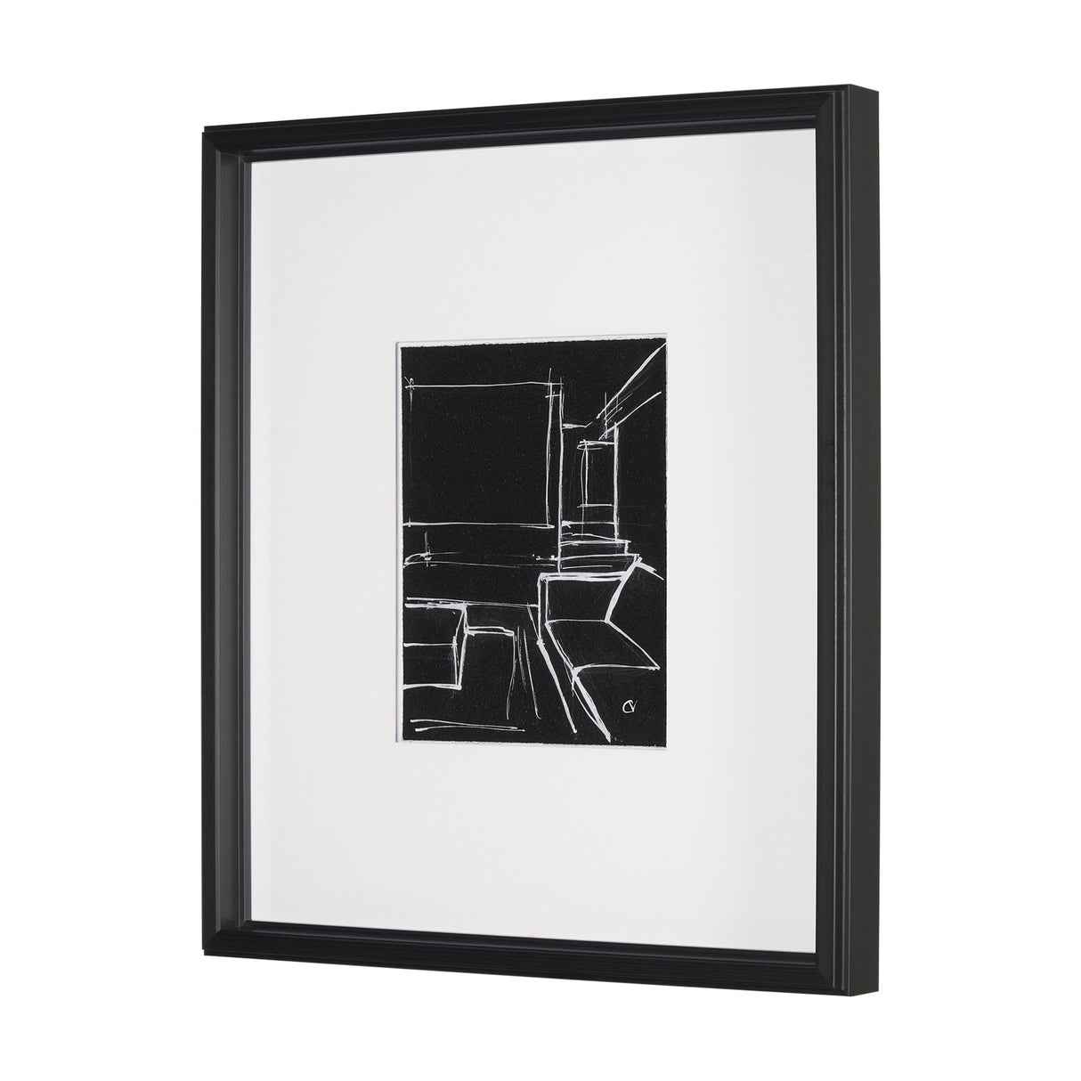 Interior Sketch IV by Mercana Studio a Hand Embellished Framed Art Print Matted under Glass by Mercana at Eve Furniture