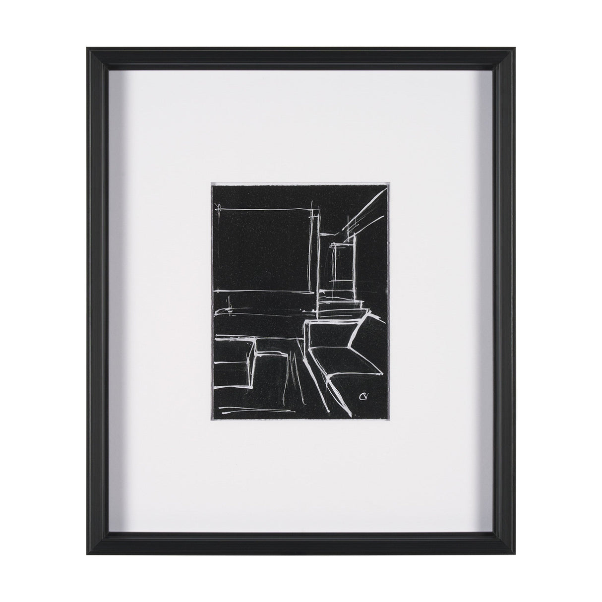 Interior Sketch IV by Mercana Studio a Hand Embellished Framed Art Print Matted under Glass by Mercana at Eve Furniture