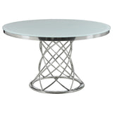 Irene White/Chrome 5-Piece Round Glass Top Dining Set