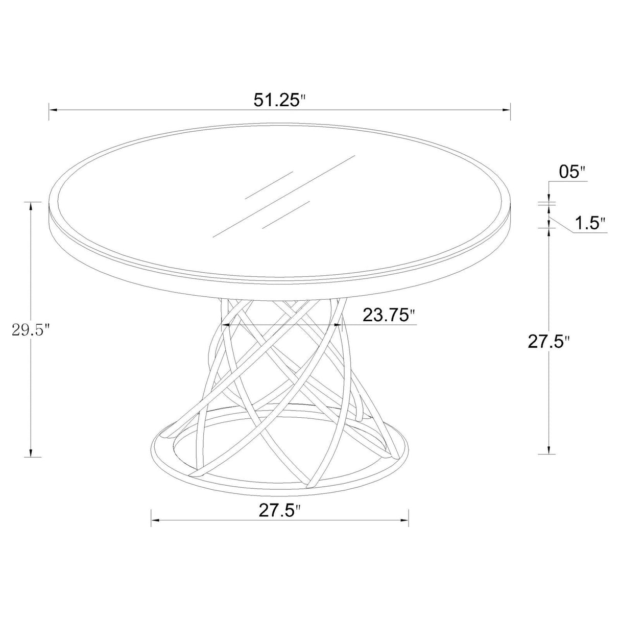 Irene White/Chrome 5-Piece Round Glass Top Dining Set