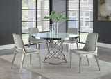 Irene White/Chrome Round Glass Top Dining Table