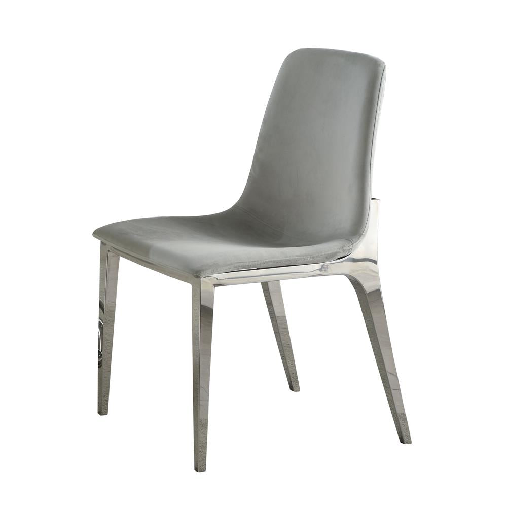 Irene Light Gray/Chrome Upholstered Side Chairs, Set of 4