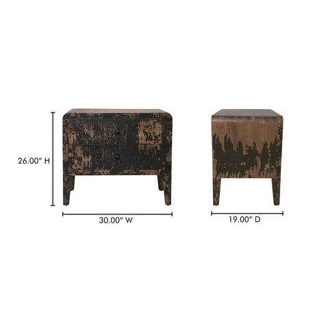 Iris Distressed Black Nightstand by MOES at Eve Furniture