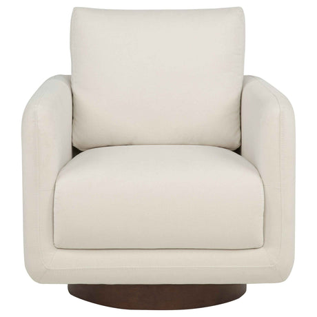 Iris Ivory Fabric Upholstered Swivel Accent Chair by Coaster at Eve Furniture