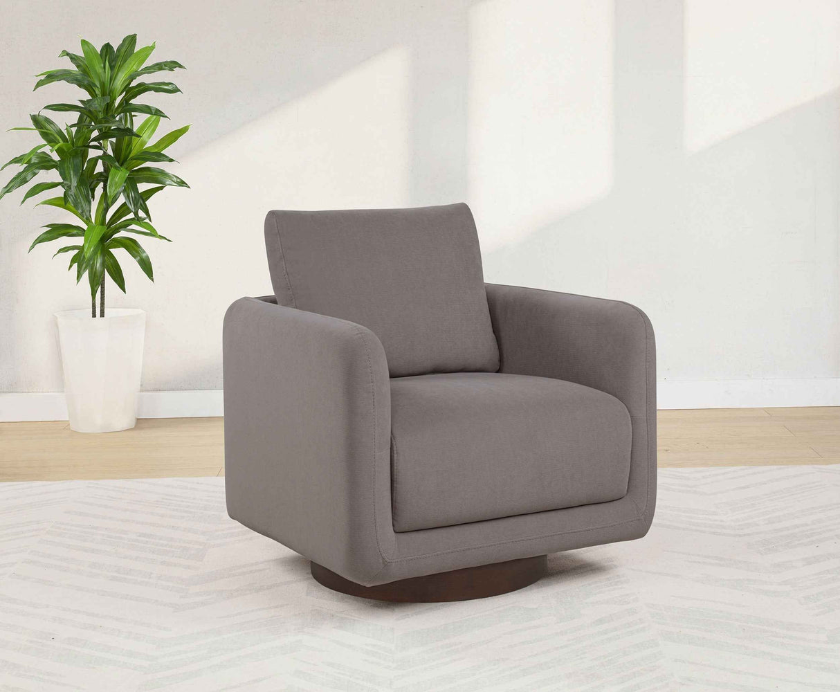 Iris Stone Fabric Upholstered Swivel Accent Chair by Coaster at Eve Furniture