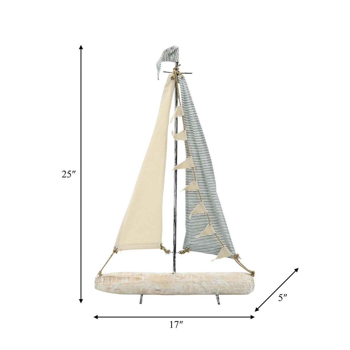 Iron 27" Sailboat W/ Cloth Sails, Multi