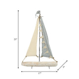 Iron 27" Sailboat W/ Cloth Sails, Multi