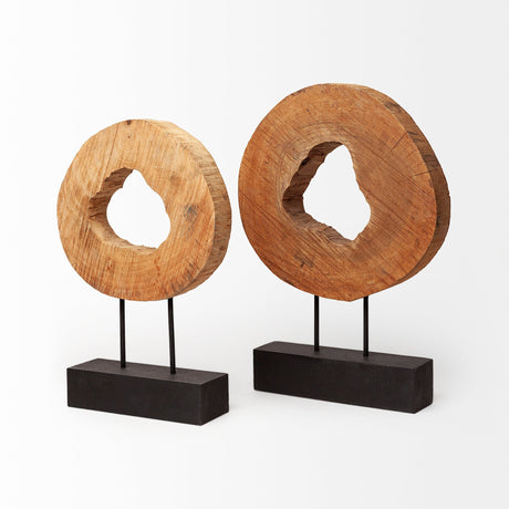 Ironwood II (Small) Natural Wooden Circular Object by Mercana at Eve Furniture