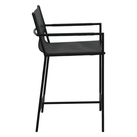 Irvine 20" Counter Armchair in Black Leather and Iron by Home Trends & Design at Eve Furniture
