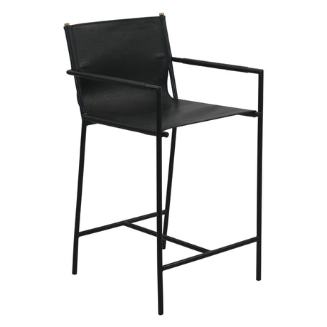 Irvine 20" Counter Armchair in Black Leather and Iron by Home Trends & Design at Eve Furniture