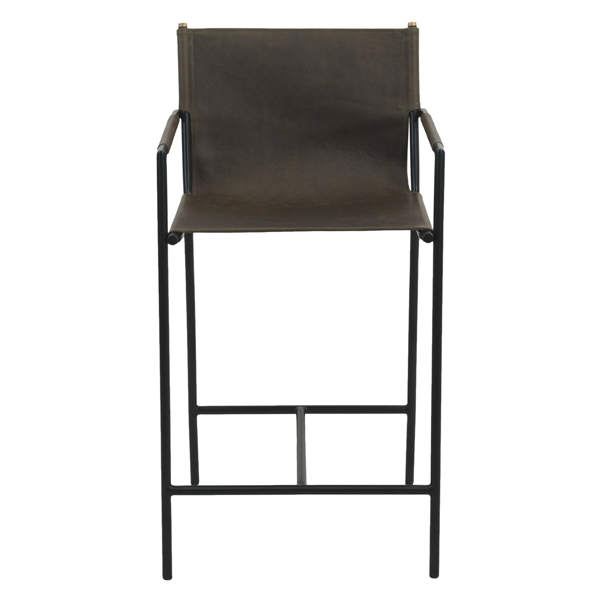 Irvine 20" Counter Armchair in Olive Green Leather and Iron by Home Trends & Design at Eve Furniture