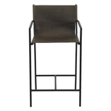 Irvine 20" Counter Armchair in Olive Green Leather and Iron by Home Trends & Design at Eve Furniture