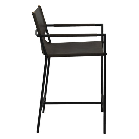 Irvine 20" Counter Armchair in Olive Green Leather and Iron by Home Trends & Design at Eve Furniture