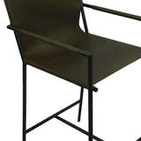 Irvine 20" Counter Armchair in Olive Green Leather and Iron by Home Trends & Design at Eve Furniture