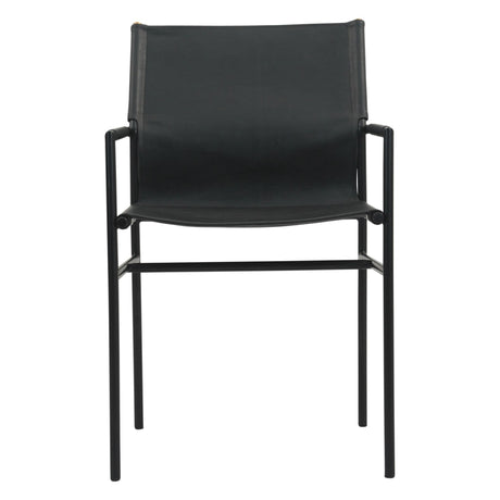 Irvine 20" Dining Armchair in Black Leather and Iron by Home Trends & Design at Eve Furniture