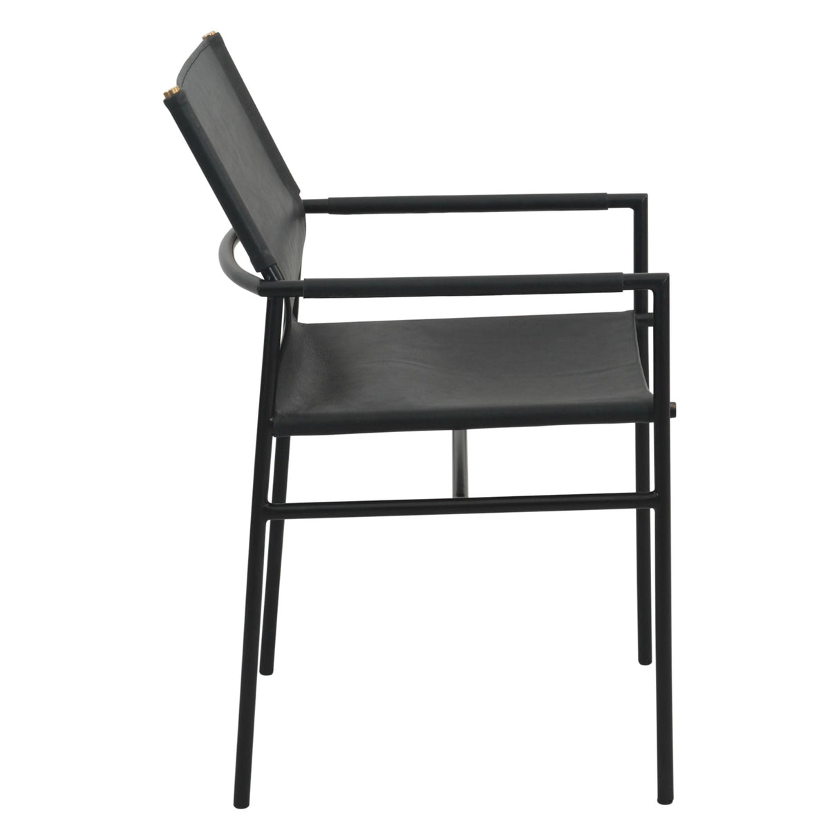 Irvine 20" Dining Armchair in Black Leather and Iron by Home Trends & Design at Eve Furniture