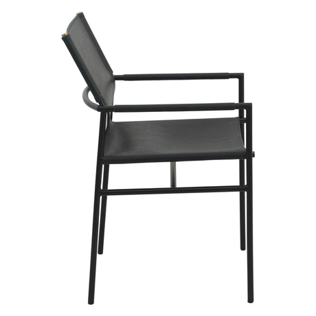 Irvine 20" Dining Armchair in Black Leather and Iron by Home Trends & Design at Eve Furniture