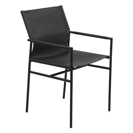 Irvine 20" Dining Armchair in Black Leather and Iron by Home Trends & Design at Eve Furniture