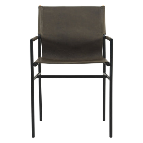 Irvine 20" Dining Armchair Olive Green Leather and Iron by Home Trends & Design at Eve Furniture