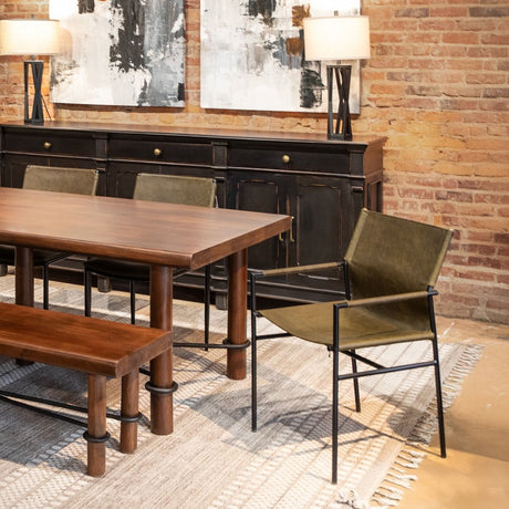 Irvine 20" Dining Armchair Olive Green Leather and Iron by Home Trends & Design at Eve Furniture