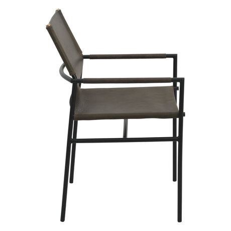 Irvine 20" Dining Armchair Olive Green Leather and Iron by Home Trends & Design at Eve Furniture