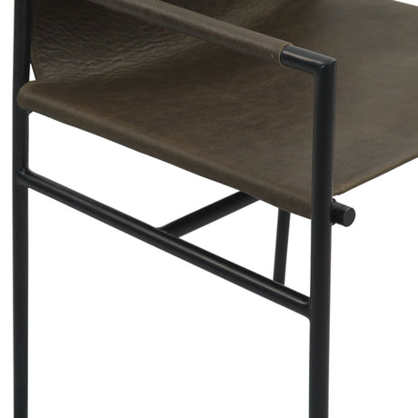 Irvine 20" Dining Armchair Olive Green Leather and Iron by Home Trends & Design at Eve Furniture