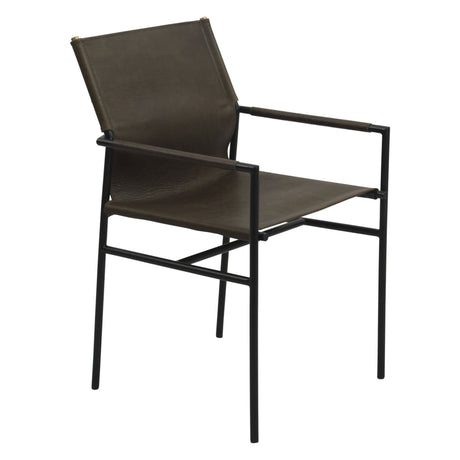 Irvine 20" Dining Armchair Olive Green Leather and Iron by Home Trends & Design at Eve Furniture