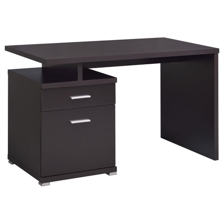 Irving Cappuccino 2-Drawer Office Desk with Cabinet