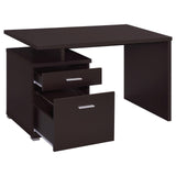 Irving Cappuccino 2-Drawer Office Desk with Cabinet