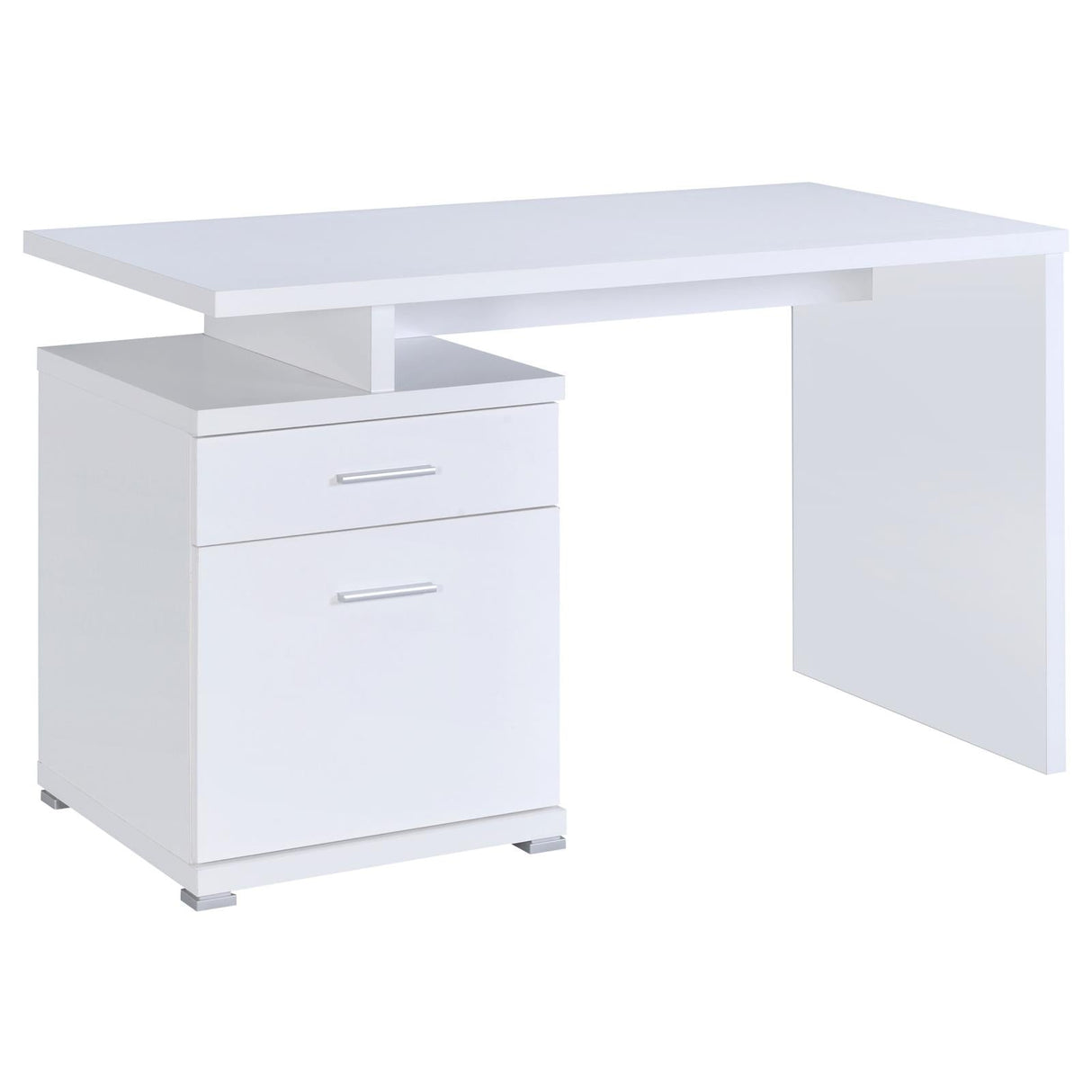 Irving White 2-Drawer Office Desk with Cabinet