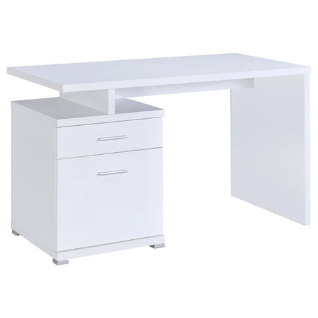 Irving White 2-Drawer Office Desk with Cabinet