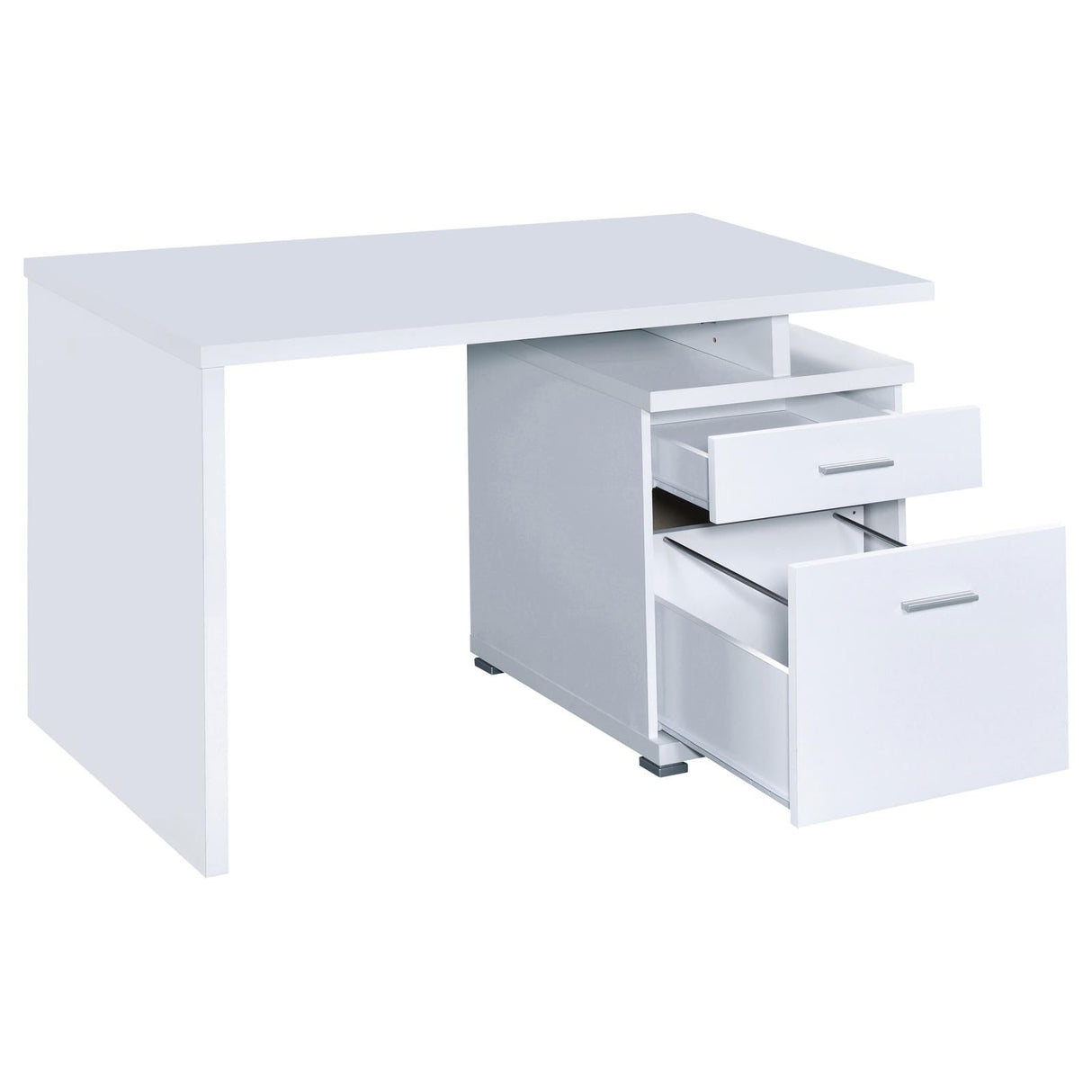 Irving White 2-Drawer Office Desk with Cabinet