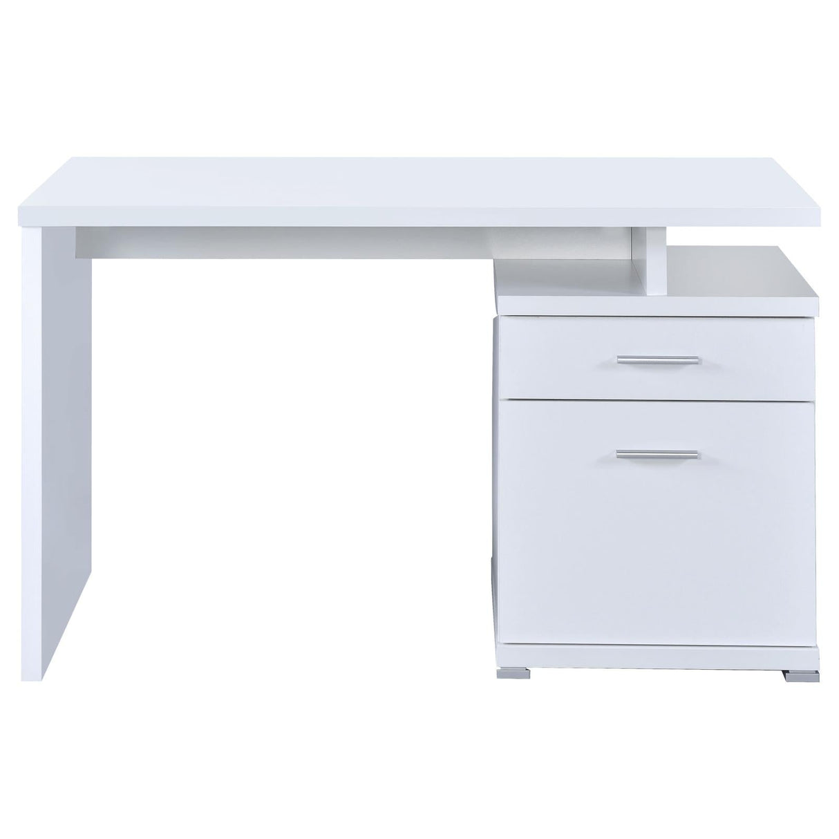 Irving White 2-Drawer Office Desk with Cabinet