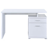 Irving White 2-Drawer Office Desk with Cabinet