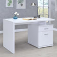 Irving White 2-Drawer Office Desk with Cabinet by Coaster at Eve Furniture