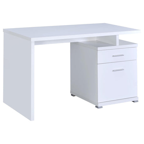 Irving White 2-Drawer Office Desk with Cabinet by Coaster at Eve Furniture