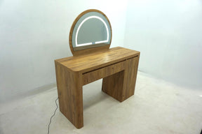 Irwin Rustic Oak Vanity Table With Led Mirror And Storage by Coaster at Eve Furniture