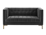 Isaac Channel Stitched Gray Velvet Loveseat