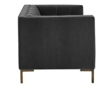 Isaac Channel Stitched Gray Velvet Loveseat