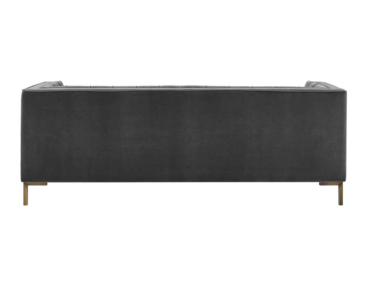 Isaac Channel Stitched Gray Velvet Sofa