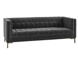 Isaac Channel Stitched Gray Velvet Sofa