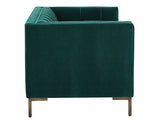 Isaac Channel Stitched Green Velvet Loveseat