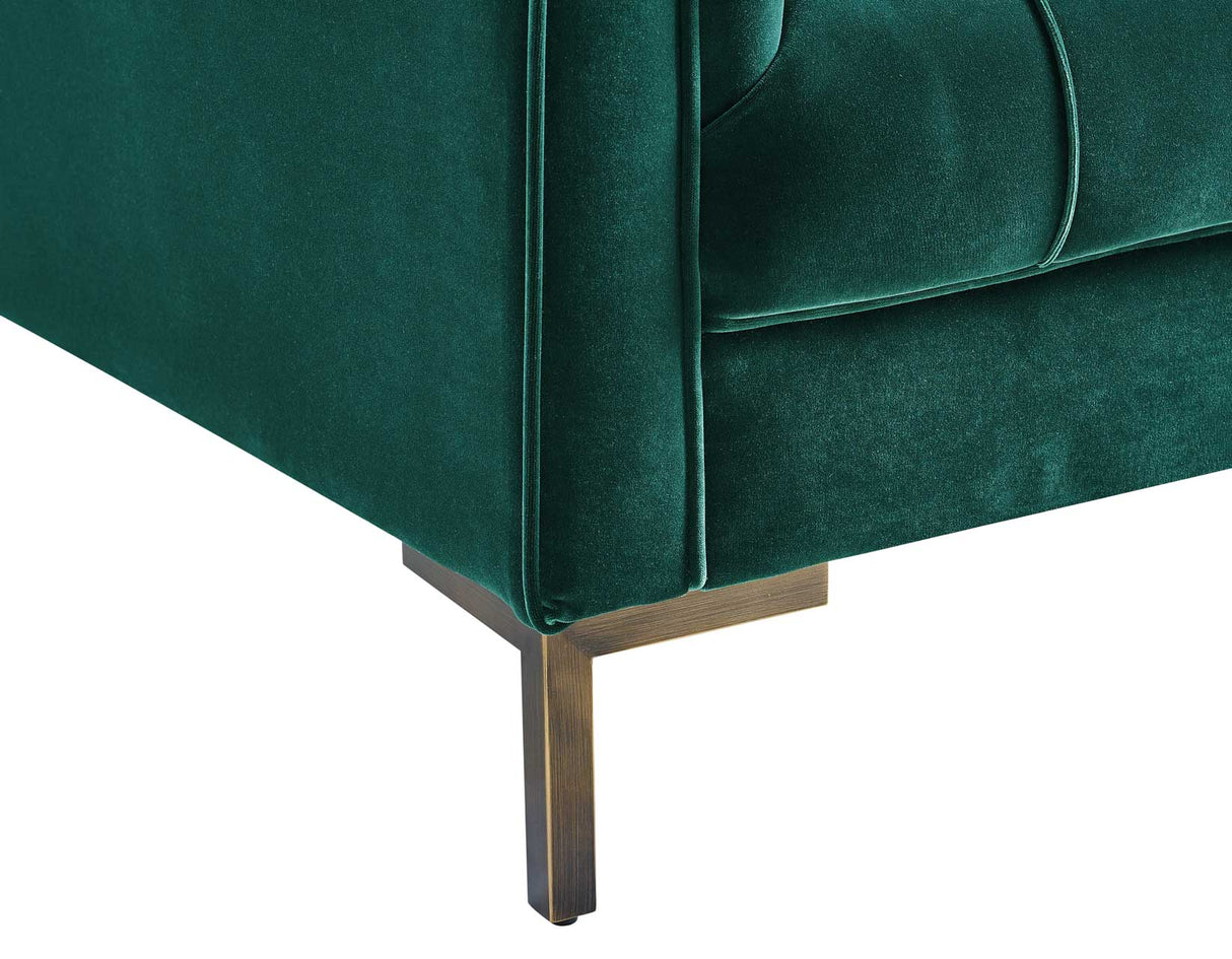 Isaac Channel Stitched Green Velvet Loveseat