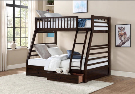 Isaac Espresso Twin/Twin Bunk Bed w/ 2 Drawer by Happy Homes at Eve Furniture
