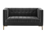 Isaac Channel Stitched Gray Velvet Loveseat by Steve Silver at Eve Furniture
